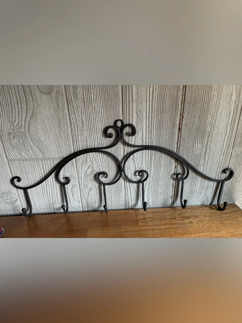 BLACK WROUGHT IRON WALL ORGANIZER JEWELRY HOLDER NECKLACES BRACELETS HAT HOOKS